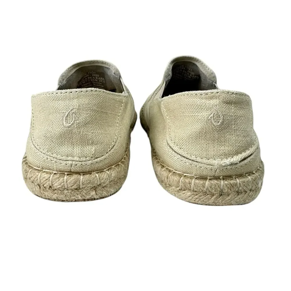 Olukai Kaula Pa'a Kapa Espadrille Slip On Shoes Beige Size 7.5
